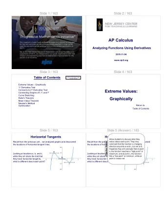 Extreme Values:  Connecting Graphs of f, f', and f''  Curve Sketching  Graphically  Rolle's Theorem