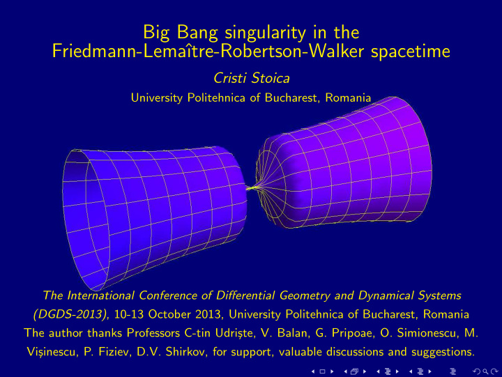 big bang singularity in the friedmann lema tre robertson