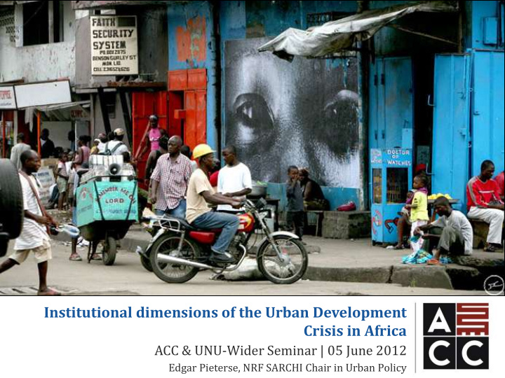 institutional dimensions of the urban development