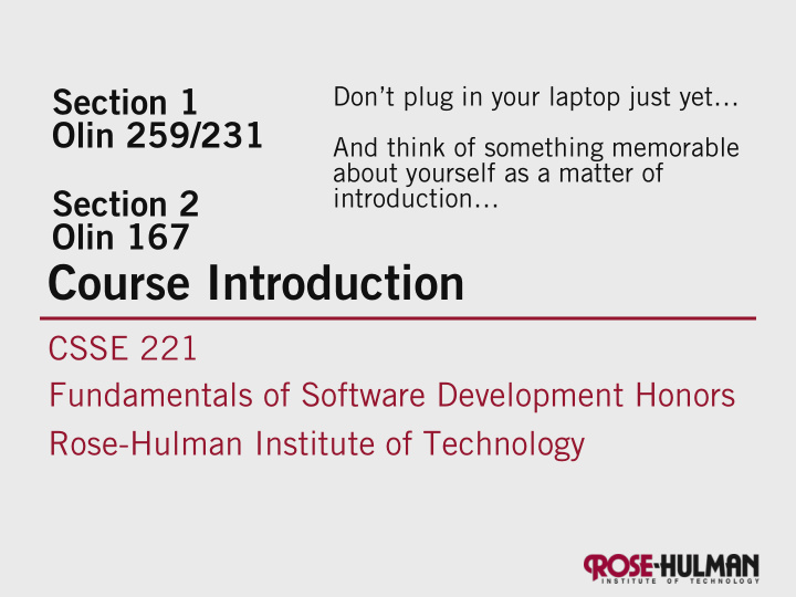 course introduction