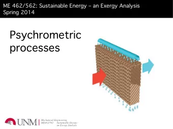 Psychrometric  processes  Mechanical Engineering  ME462/562  Sustainable Energy:  an Exergy