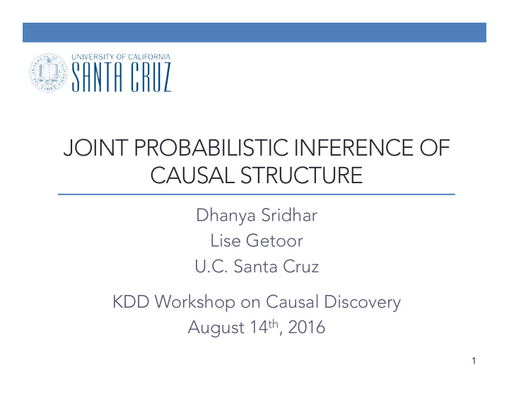 joint probabilistic inference of causal structure