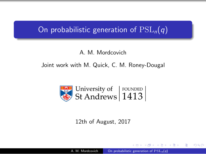 on probabilistic generation of psl n q
