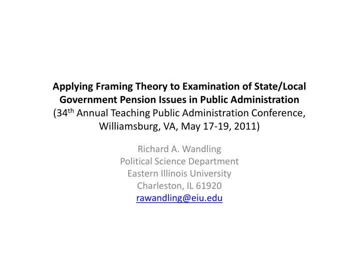 applying framing theory to examination of state local
