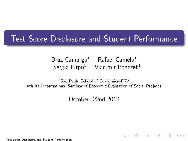 test score disclosure and student performance