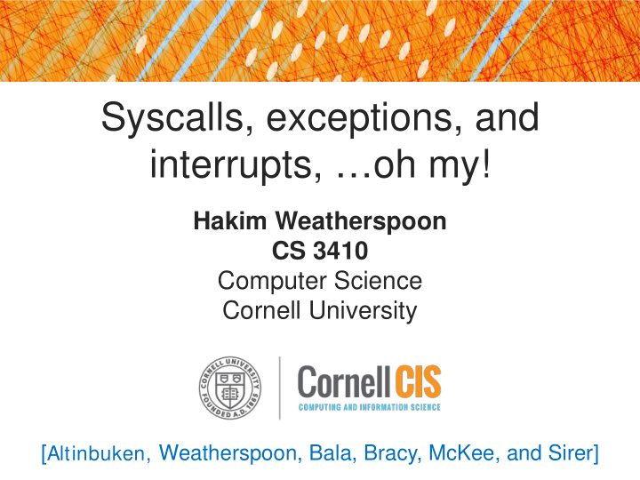 syscalls exceptions and interrupts oh my
