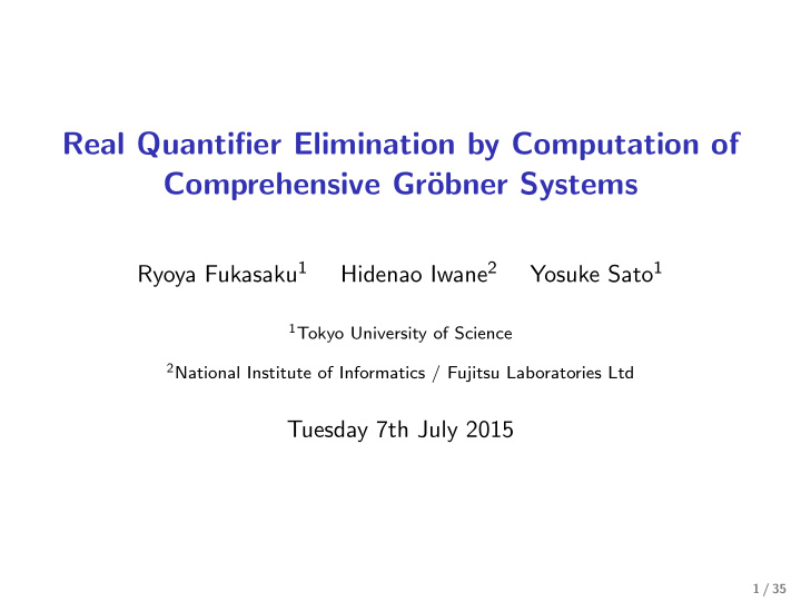 real quantifier elimination by computation of