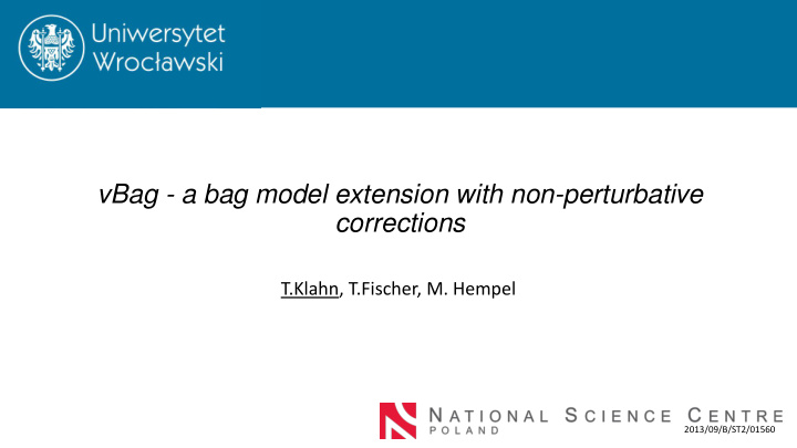 vbag a bag model extension with non perturbative