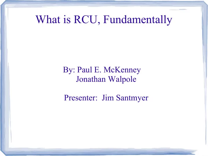 what is rcu fundamentally
