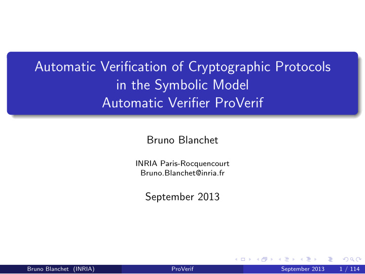 automatic verification of cryptographic protocols in the