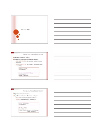 GROUP BY AND HAVING  So far, weve applied aggregation operatorsto all  (qualifying) tuples.