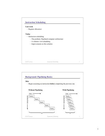 Instruction Scheduling  Last week   Register allocation  Today   Instruction scheduling