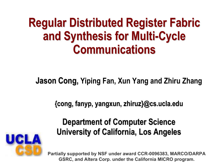 regular distributed register fabric regular distributed