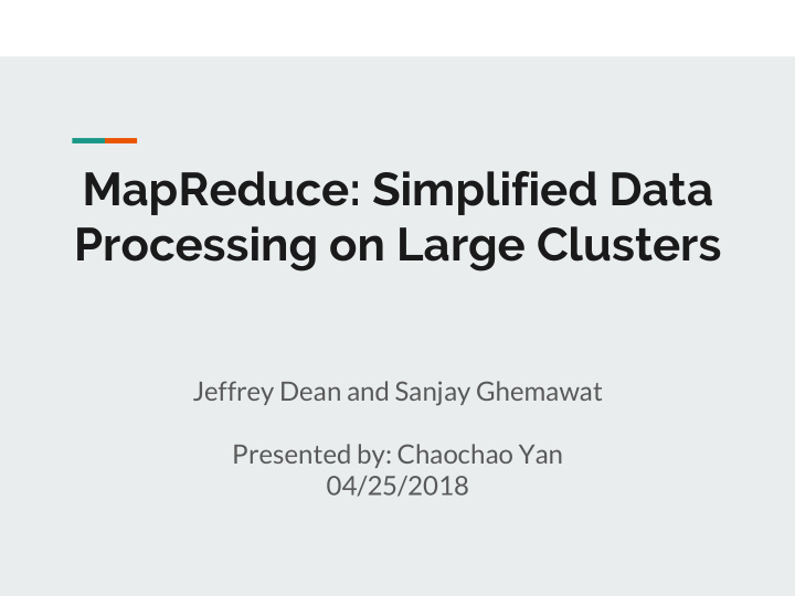 mapreduce simplified data processing on large clusters