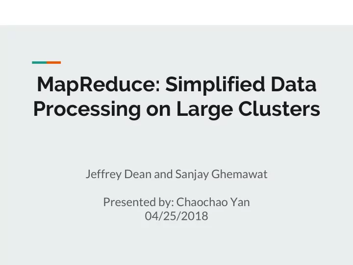 mapreduce simplified data processing on large clusters