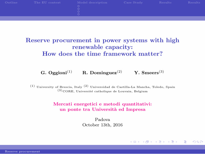 reserve procurement in power systems with high renewable