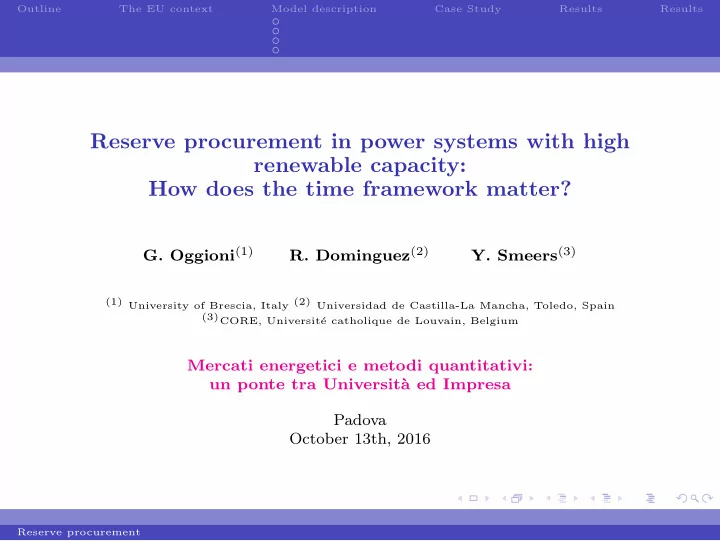 reserve procurement in power systems with high renewable