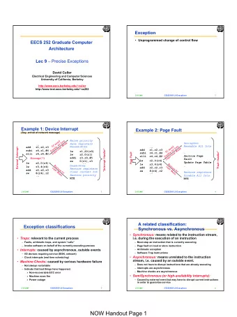 NOW Handout Page 1  SPARC (and RISC I) had register  Can we have fast interrupts?  windows  Raise