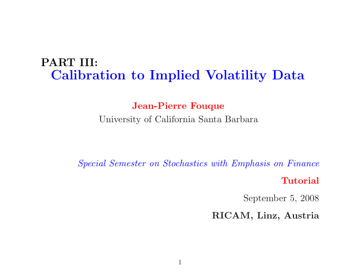 calibration to implied volatility data