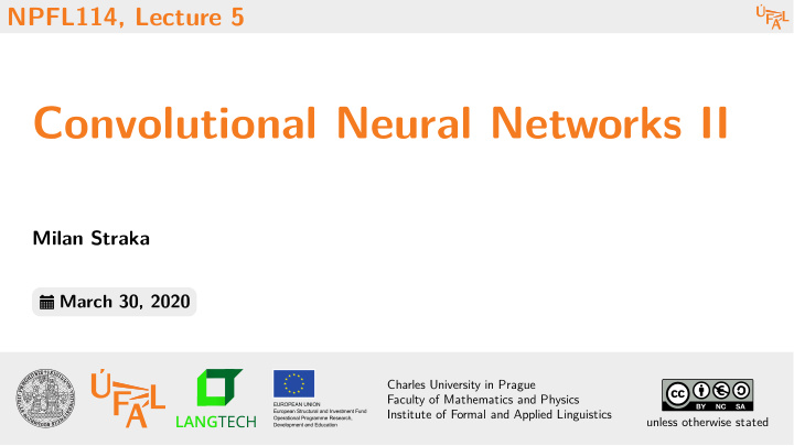 convolutional neural networks ii
