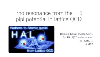 rho resonance from the I=1  pipi potential in lattice QCD  Daisuke Kawai (Kyoto Univ.)  For HALQCD