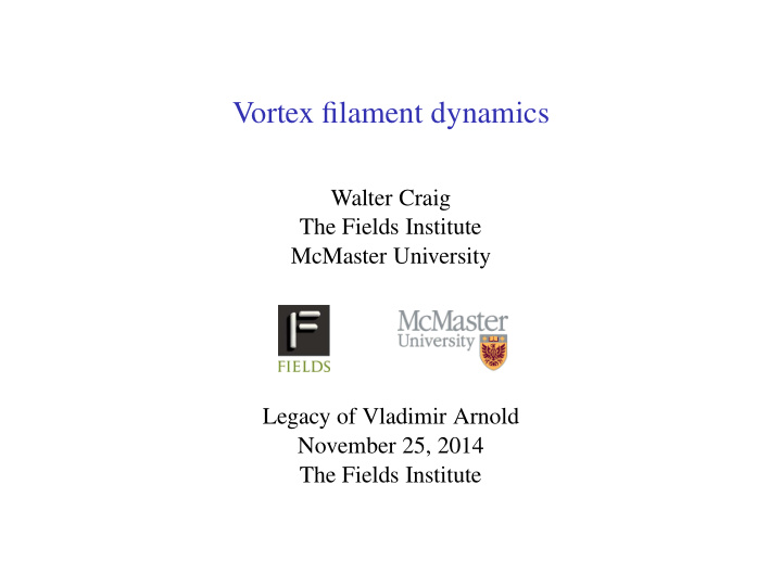 vortex filament dynamics