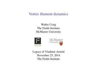 Vortex filament dynamics  Walter Craig  The Fields Institute  McMaster University  Legacy of