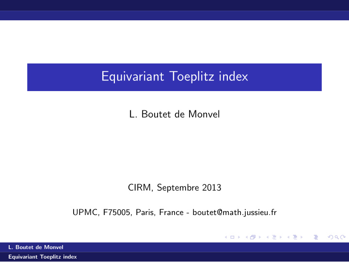 equivariant toeplitz index