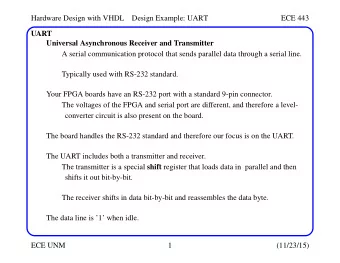 Hardware Design with VHDL  Design Example: UART  ECE 443  UART  Universal Asynchronous Receiver and