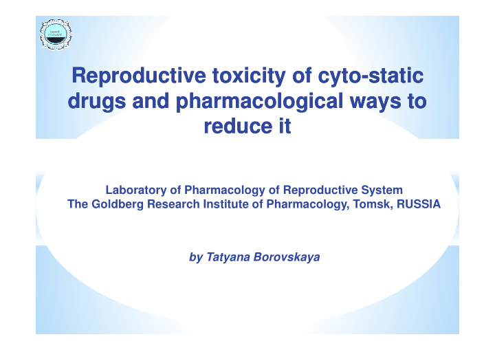 reproductive toxicity of cyto reproductive toxicity of