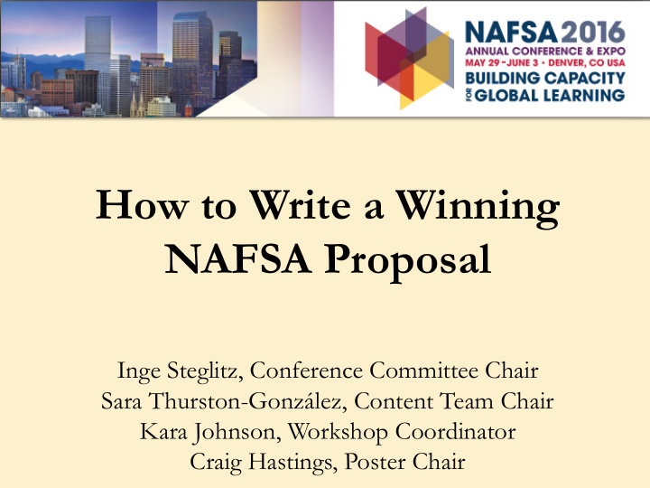 how to write a winning nafsa proposal