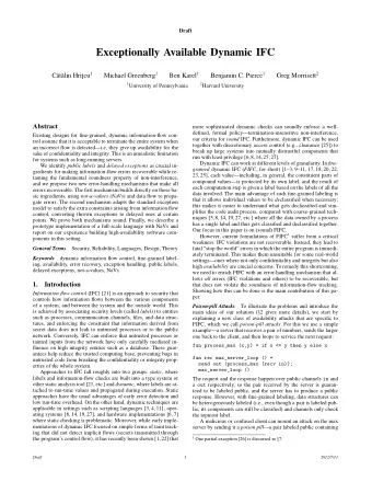 Exceptionally Available Dynamic IFC cu 1 Michael Greenberg 1 Ben Karel 1 Benjamin C. Pierce 1