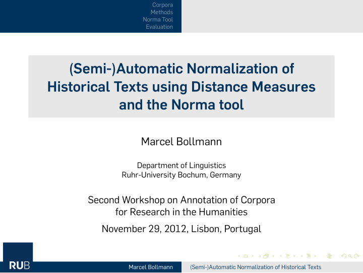 semi automatic normalization of historical texts using
