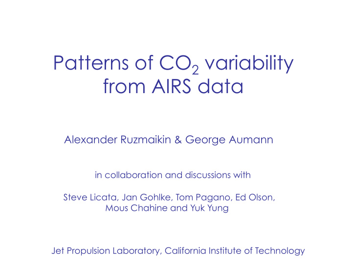 patterns of co 2 variability from airs data