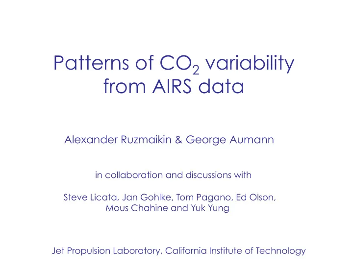 patterns of co 2 variability from airs data