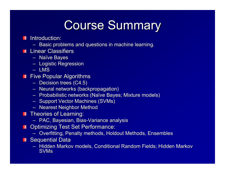 course summary course summary