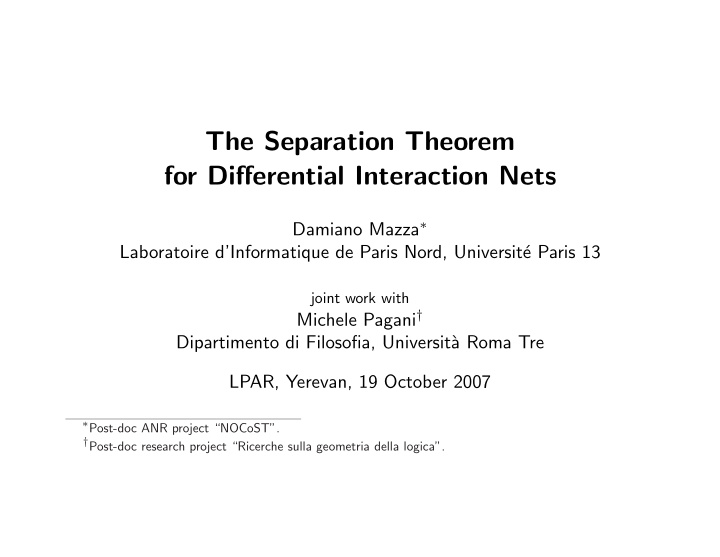 the separation theorem for differential interaction nets
