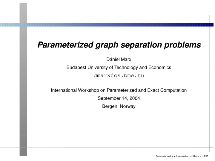 parameterized graph separation problems