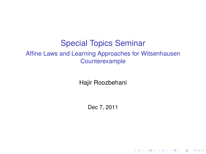 special topics seminar