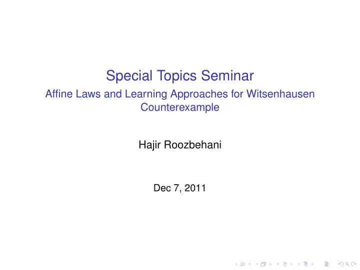 special topics seminar