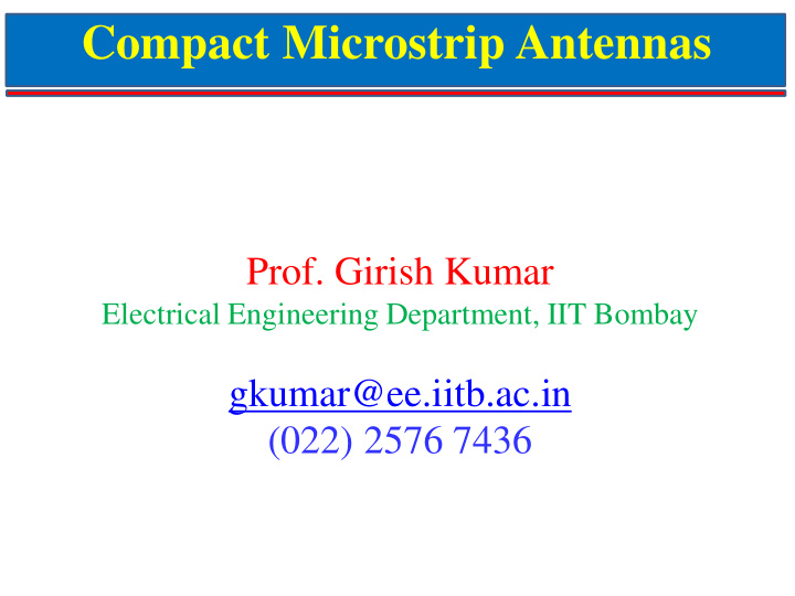 compact microstrip antennas