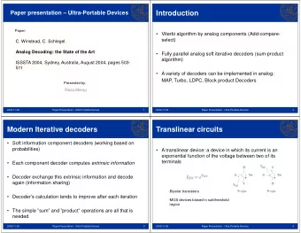 Introduction  Paper presentation  Ultra-Portable Devices  Paper:   Viterbi algorithm by