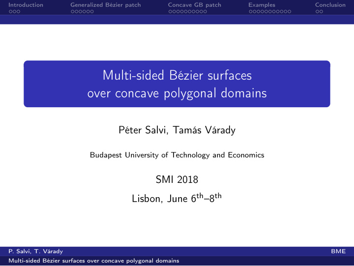 multi sided b zier surfaces over concave polygonal domains