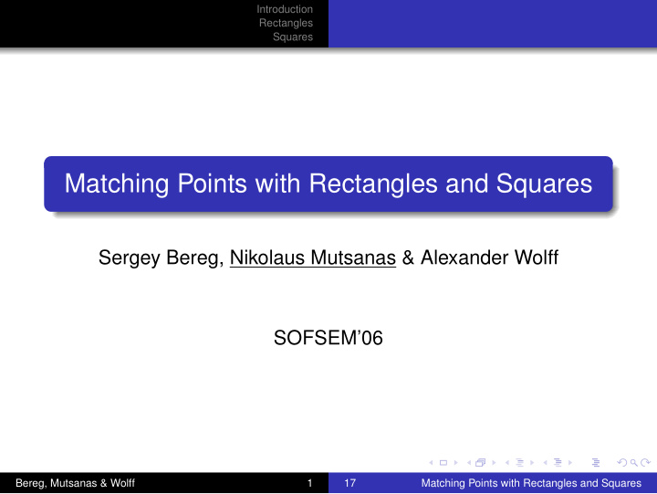 matching points with rectangles and squares