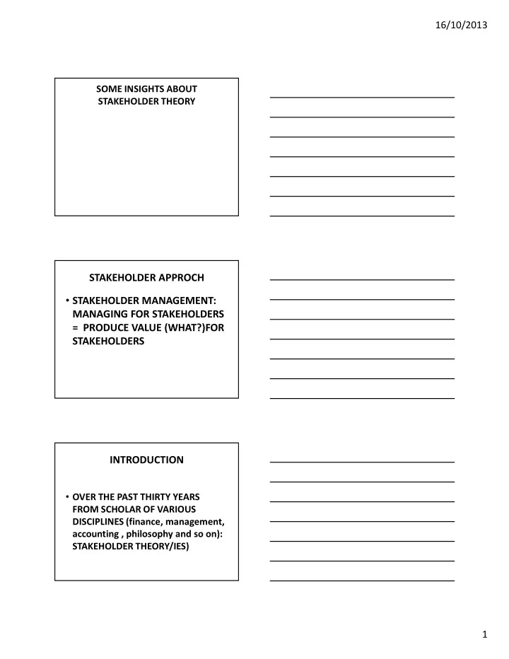 stakeholder approch stakeholder management managing for