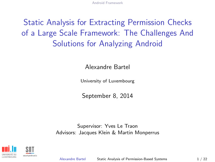 static analysis for extracting permission checks of a