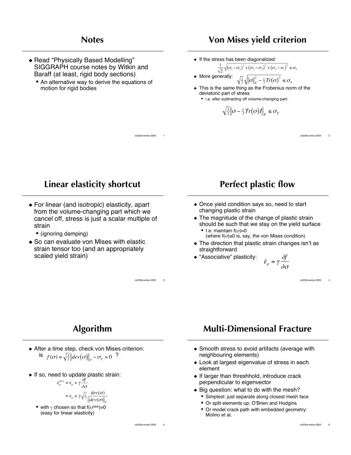 notes von mises yield criterion