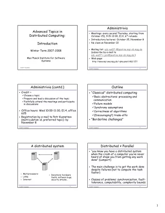 Administrivia  AdvancedTopicsin