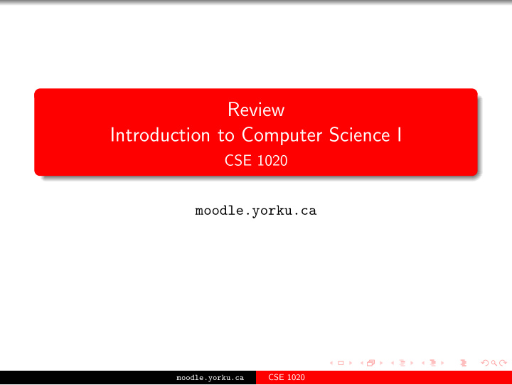 review introduction to computer science i