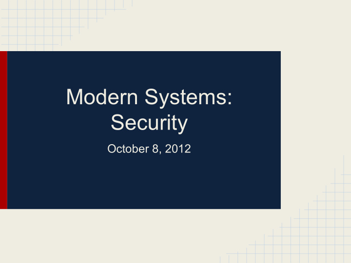 modern systems security